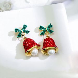 Dangle Earrings Christmas Fashion Bells Jewelry 2023 Wholesale Trendy Pearl Bead Pendant Diamond Bow Wind Chimes Women Accessories