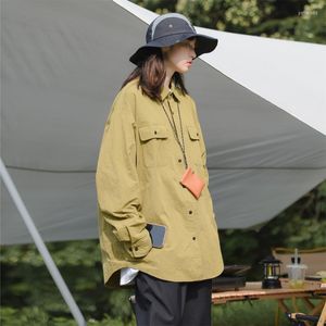Blusas femininas outono de manga longa camisas adolescentes tendências de moda de moda ao ar livre camping roupas femininas casais cargo casual cargo