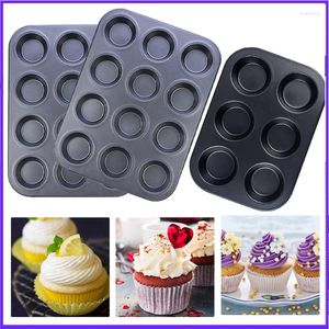 Pişirme Kalıpları 6/12 Delik Cupcake Tepsisi Yapışmaz Kek Kalıplı Muffin Karbon Çelik Bisküvi Pan Mutfak Aksesuarları Bakeware