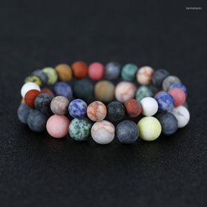 Strand 10mm/8mm Mixed Natural Stone Pärlor Wrap Armband Yoga Lovers Armband Fancy Femme Boho Color