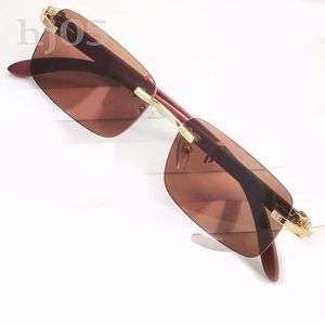 Óculos de sol simples masculinos de verão designer óculos de sol Business Wood Weight Occhiali Da Ordem da praia Holiday Brown Buffalo Horn Leg Luxury Sunglasses PJ007 Q2