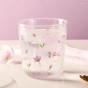 Wine Glasses Little Orchid Glass Ins Style Simple Household Milk Cup Tea Heat-resistant Office Water Juice Breakfast