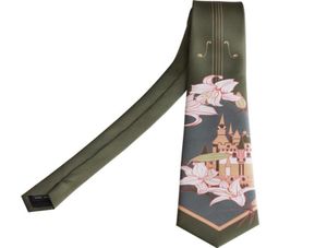 Ties cravatta unica stampa creativa per la festa divertente gily castello violino verde come regalo1212900