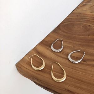 Hoop Earrings Minar Chic Hollow Oval Open Earring For Women Wholesale Matte Gold Silver Color Geometrical Minimalist Jewelry