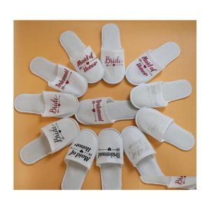 Wedding Party Gifts Brides Bridesmaid Slippers Bridal Shower Pajama Gift Maid Of Honor Lywed Bachelorette Favors Decoration Drop Del Dh7U6