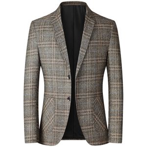 Herrdräkter Blazers Fashion Men's Casual Boutique Plaid Wool Suit Coat / Men's Slim Fit Business Dress Blazers Jacket 230308