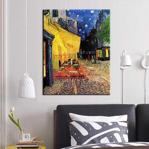 Gemälde Berühmte Van Gogh Caféterrasse bei Nacht Ölgemälde 100 handgemalte Kunstleinwand für Zuhause Wohnzimmer Büro Wanddekoration Poster 230308