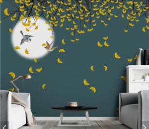 Sfondi Foglie di ginkgo Albero Carta da parati Murale Soggiorno Camera da letto per bambini Carte da parati Rotolo Decor Murales Decalcomanie Carta 3d