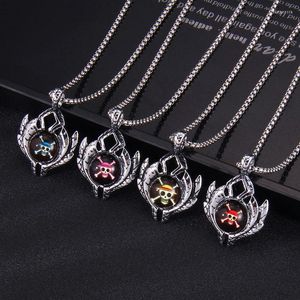 Pendant Necklaces Retro Punk Style Skeleton Male Stainless Steel Necklace Dark Black Devil Sea Pirate Jewelry Accessories