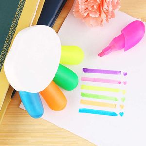 Włosy 5 kolorów kreskówek palcem kształt rozświetlacz Macaron uroczy ukośny marker końcówki Scrapbooking Diary Pen fluorescencyjny Pen Kawaii Artapeery J230302