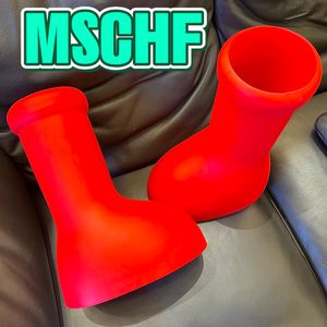2023 MSCHF Menores Botas de lluvia Diseñador Big Boot Red Boot Platform de caucho Boties de fondo de botas de botas gruesas
