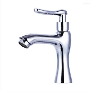 Bathroom Sink Faucets G1/2 European Style Brass Single Cold Washbasin Faucet Balcony Chromium Plating Counter Basin Tap Home El Bibcock