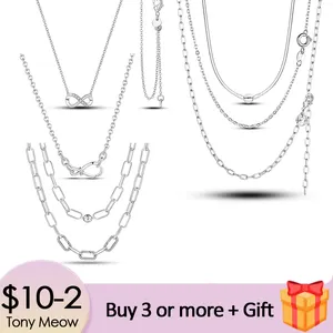925 Silver Fit Pandora ожерелье кулон сердце женские модные украшения классический серебряный цвет Me Link