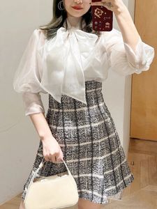 Gonne Kuzuwata Stile giapponese Moda Mujer Faldas Summer Jupes Plaid Vita alta Gonna arruffata Gonna corta Culottes 230308