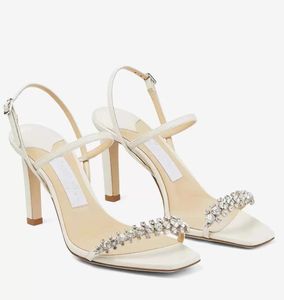 Summer Perfect Bing Sandals Shoes Women Crystal Strappy Stiletto Heels Square-toe Design Lady Sandalias Party Wedding Dress EU35-43
