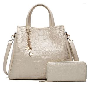 Evening Bags Women 2023 Handbag Fashion Handbags Alligator Big With Wallet Black Leather Messenger Ladies Bag