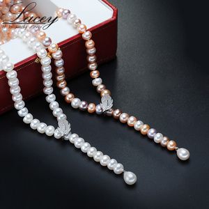 Pendant Necklaces 100% 925 Silver Genuine Pearl Natural Freshwater Long Jewelry For Wome Charm Accessories 230307