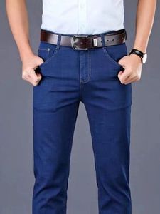 Men's Jeans Office Business Jeans Men Classic Style Blue Black Cotton Stretch Straight-leg Denim Pants Male Brand Trousers 230308