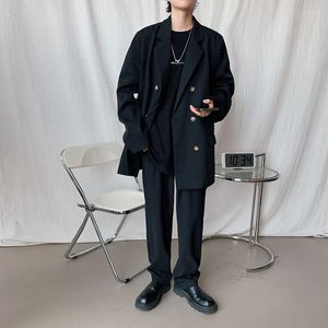 Herrdräkter 4-färgdräkt män mode sociala män klär koreansk affär casual blazer/byxor tvådelar set kontor formellt