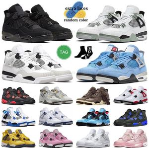 Jumpman 4 Blackcat wojskowy czarny kot Midnight Navy University Blue Red Thunder Pure Money Mens Womens 4S Seafoam Sneakers Buty Rozmiar 5 5,5 6,5 7,5 8,5 9,5 10,5 11,5 12,5 13,5