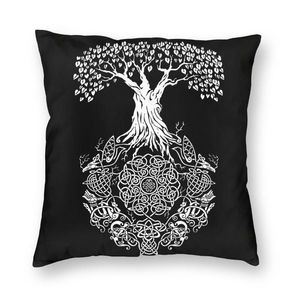 Cuscino Albero della vita Vikings Valhalla Son Odin Custodia Home Decor S Coperta per divano Poliestere Stampa fronte-retro/Decorativa