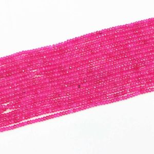 Pärlor andra natursten jades pärla abacus rondelle fasetterade rosröd 2x4mm lösa diy armband halsbandsmycken fynd 15 tum b562 annan ot