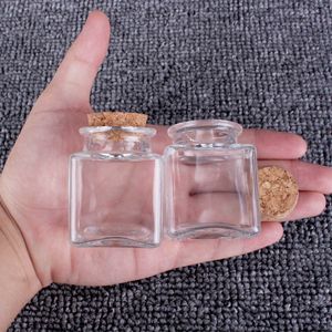 Storage Bottles Jars 6pcs 50ml 4254mm Transparent Square Glass Bottles With Corks Stopper Empty Sweets Food Grade Seal Jars Vials For Art Crafts J230301