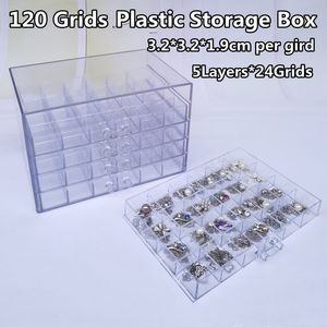 Matbesparare förvaringsbehållare 120 rutnät plastkonst naglar fodral ringer smyckeslåda för dekorörhängen arrangör 5 lager pärlor container display 230307