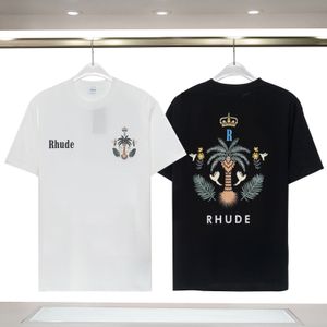 23ss Tasarımcılar T gömlek Yaz Avrupa RHUDE Polos Amerikan Yıldız Moda Erkek tişörtleri Yıldız Saten Pamuklu Rahat tişört Kadın erkek Tees Siyah Beyaz M-3XL T-shirt
