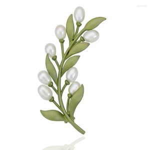 Spille CSxjd 2023 Design Gioielli vintage Perle naturali Ramo d'ulivo Sciarpe per alberi Accessori fibbia