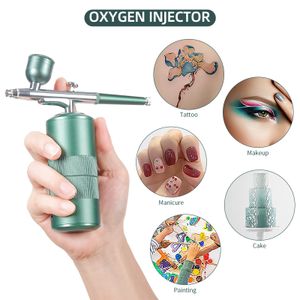 Yüz Bakım Cihazları Oksijen Enjektör Mini Hava Kompresör Kiti Airbrush Boya Püskürtme Tabancası Tırnak Sanatı Dövme Zanaat Kek Nano Sis Mist Spreyer 230308