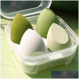 Sponges Applicators Cotton 4Pcs Makeup Blender Cosmetic Puff Sponge With Storage Box Foundation Powder Beauty Tools Women Make Up Dh2Yw