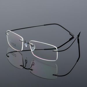 Solglasögonramar HD.Space Ultra-Light Optical Glasses Frame Memory Titanium Alloy Rimless för myopia recept 9 färger mode