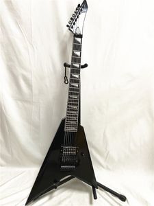 Benutzerdefinierte 7-saitige Dovetail Fork Black E-Gitarre Double Rocker Bridge