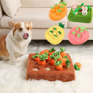 Dog Toys Chews Funny Carrot Plush Pet Vegetable Sniffing Pets Hide Food Slowy Eating Durable Accessories 230307