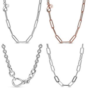 Collana Pandora in argento 925 con ciondolo cuore gioielli moda donna Chunky Infinity Knot Me Link Cavo catena serpente Modello circolare