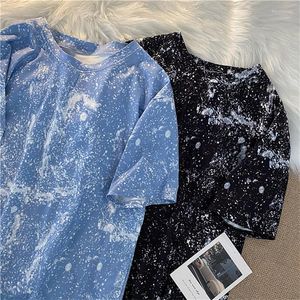 Kvinnors T-skjortor Summer Starry Sky Printing T-shirt Stor storlek Kort ärm Löst streetwear Tees Casual Harajuku Women Clothing Half Tops