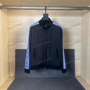 Xinxinbuy Men Designer Coat Jacket Ställer in Sports Webbing Windbreaker Tyg Långärmad kvinnor Vit Red Blue Black M-3XL