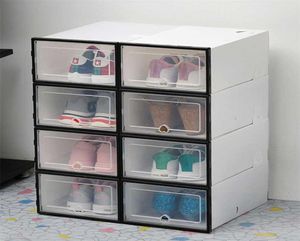 6pcs transparent shoe box thickened dustproof storage can stacked combination cabinet organizer 2111124368591