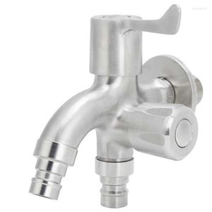 Bathroom Sink Faucets G1/2 Inch Male Thread Water Faucet Dual Outlet Stainless Steel Tap For Garden Washing Machines Spray Taps Aerator