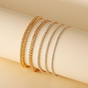 Ankletter Rhinestone Chain for Women Simple Ankle Armband på ben Metal Multilayer Foot Chains Anklet Bohemian SMEEXKE