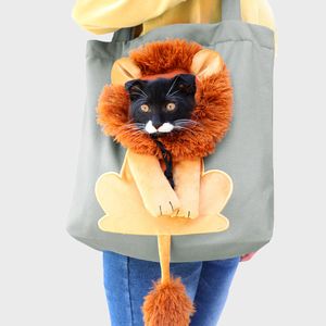 Grossist! Creative Cartoon Cat Carriers Cute Style Handy Pet Cat Bag Canvas Outdoor Slant ryggsäck One Shoulder Cates Pet Cat Houses A0086