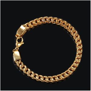 Chain Mens Gold Bracelets Hip Hop Jeweley Sier Plated Cuban Link 316L Stainless Steel Drop Delivery Jewelry Dhgarden Dhusi