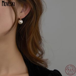 Stud Moveski 925 Sterling Silver Version of Simple Retro Pearl earrings women light Luxury Highend Jewelry Party Gift 230307