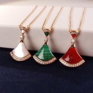 BUIGARI Skirt series designer necklace for woman Fan shaped malachite Gold plated 18K highest counter quality fashion classic style premium gifts 013