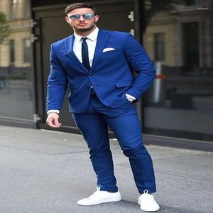 Ternos masculinos de alta qualidade personalizados de dois botões azul masculino de design de moda de design de moda smok