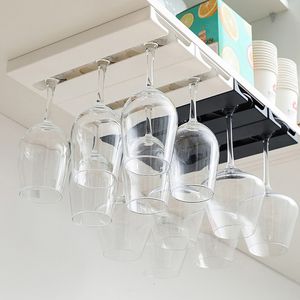 Storage Holders Racks Kitchen Under Cabinet Free Punching Wine Glass Rack Multi function Classification Stemware Cup Hanging 230307