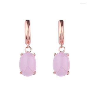 Hoop Earrings Women's 585 Gold Silver Hoops Pink Oval Round Crystal Drop Jewelry Trend 2023