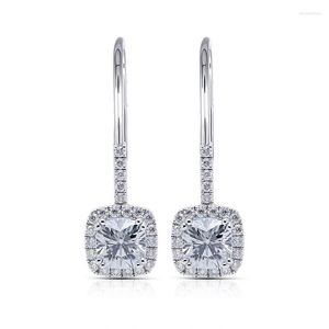 Pendientes de tuerca S925, pendiente de diamante de Color plata para mujer, joyería de lujo con zafiro azul y topacio de rubí, piedras preciosas