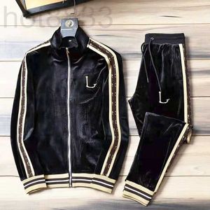 Men's Tracksuits Designer Golden Velvet Leisure Sportswear High-end and Women's Suit Fashion Team Two-piece Large Size DNTA